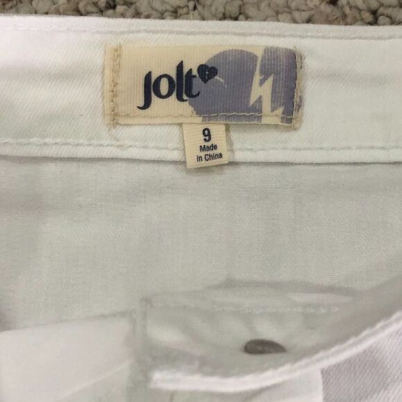 Jolt White Denim A-Line Button Closure Cotton Spandex Mini Skirt Size 9 - Picture 5 of 7
